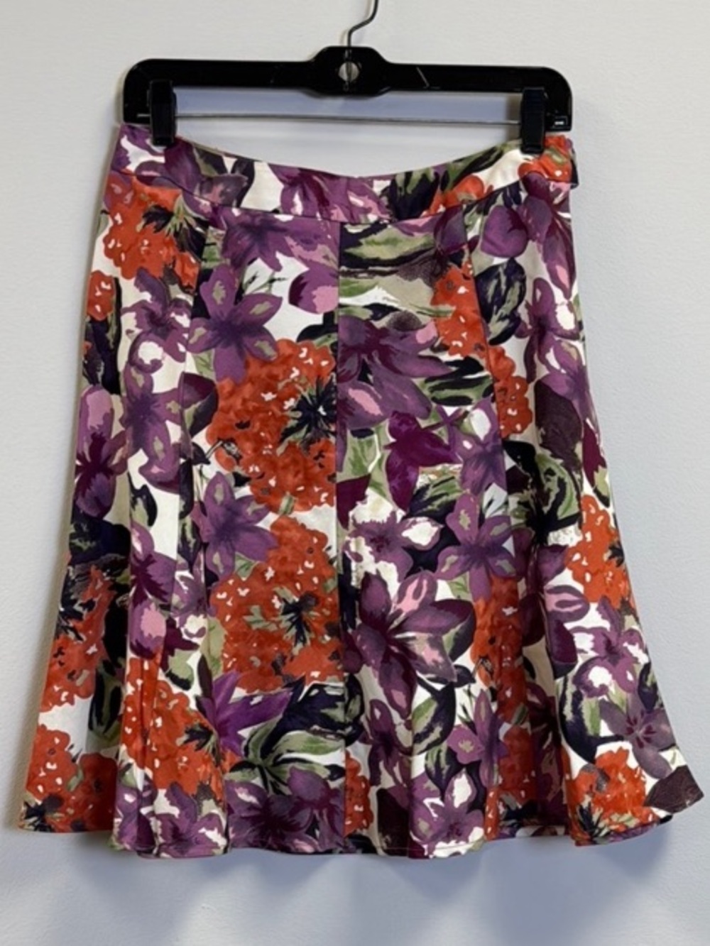 George Stretch Floral A-Line Skirt - Purple, Orange, Green